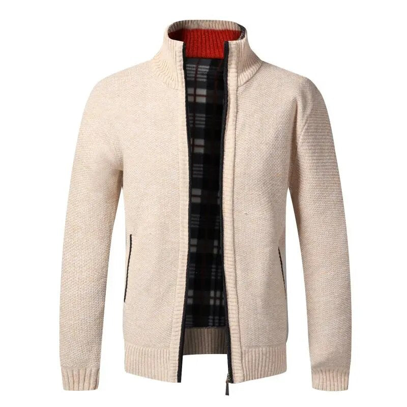 Autumn Winter Warm Cardigan Men Fleece Zipper Sweaters Jackets Mens Slim Fit Knitted Sweatercoat Thick Cardigan Sweater Coat Men voguable