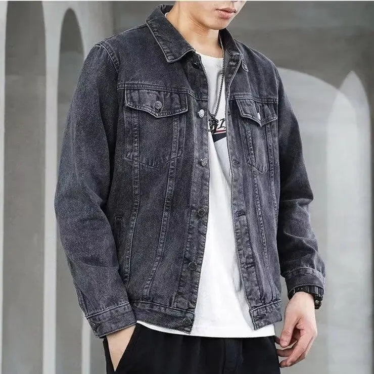 Autumn New Men's Casual Denim Jacket Classic Style Fashion Slim Washed Retro Black Jeans Coat Male Brand Clothing classic top voguable