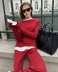 Hirsionsan 2024 Modal Soft Loose Sets Women 2024 Casual Two Pieces Long Sleeve T Shirts and High Waist Dresses Outfits Tracksuit voguable