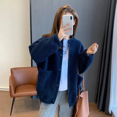 Lamb Wool Coat Female Autumn Winter 2024 Explosive High-Grade Feeling Super Good-Looking Polar Fleece Thickened Baseball Jacket voguable