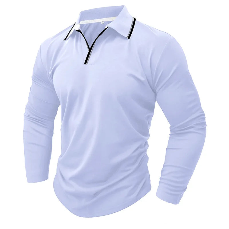 Spring Autumn New Fashion Turn-down Colla Long Sleeve Solid Polo Shirts Men's Clothing Casual Loose Button Korean Simplicity Top voguable