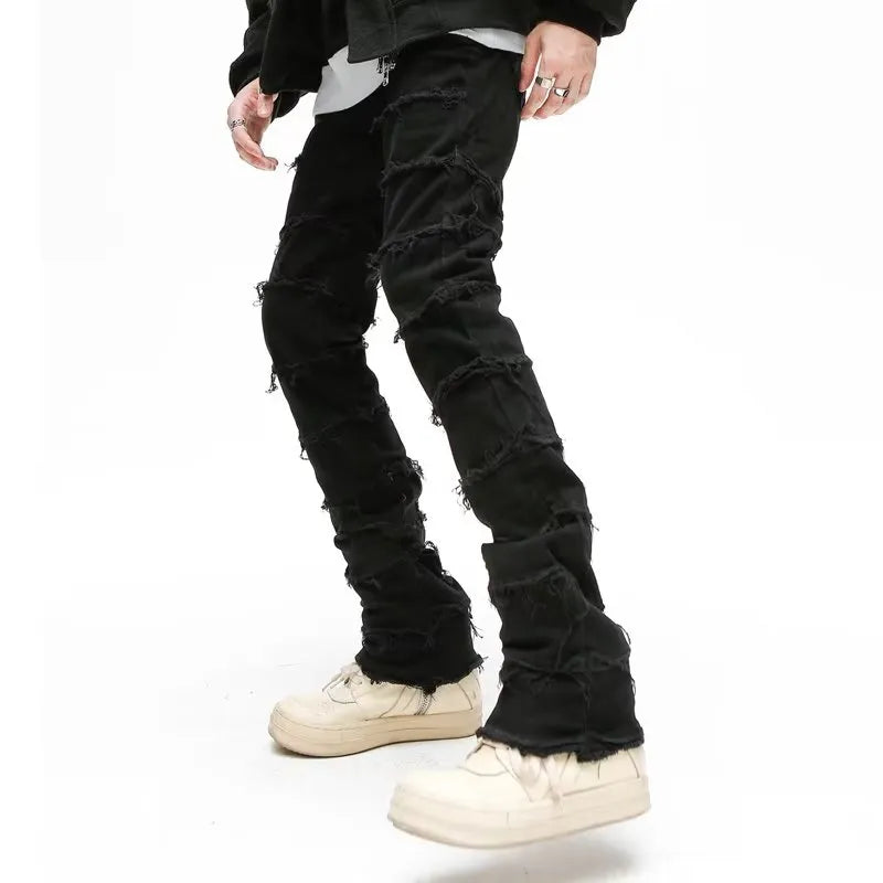 Grunge Clothes Y2K Streetwear Black Slim Stacked Jeans Pants For Men Kanye Hip Hop Women New Long Trousers Vetements Homme voguable