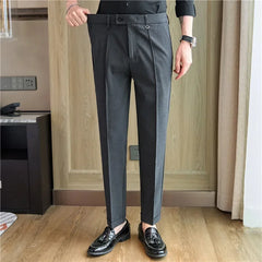 Men Suit Pants Trousers 2024 Spring Elastic Waist Solid Slim Fit Dress Pants Office Business Casual High Quality Men's Clothing voguable