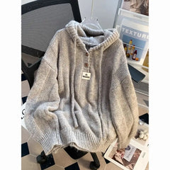 Autumn and winter hooded sweater women's Korean style loose 2024 lazy style new thickened drawstring sweater women clothing voguable