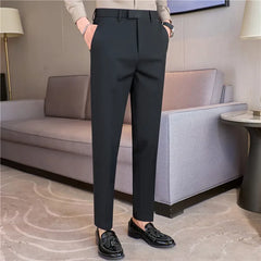 Dress Pants Men 2024 Autumn New Embroidered Suit Pants Business Casual Slim Fit Solid Casual Formal Dress Trousers Men Clothing voguable