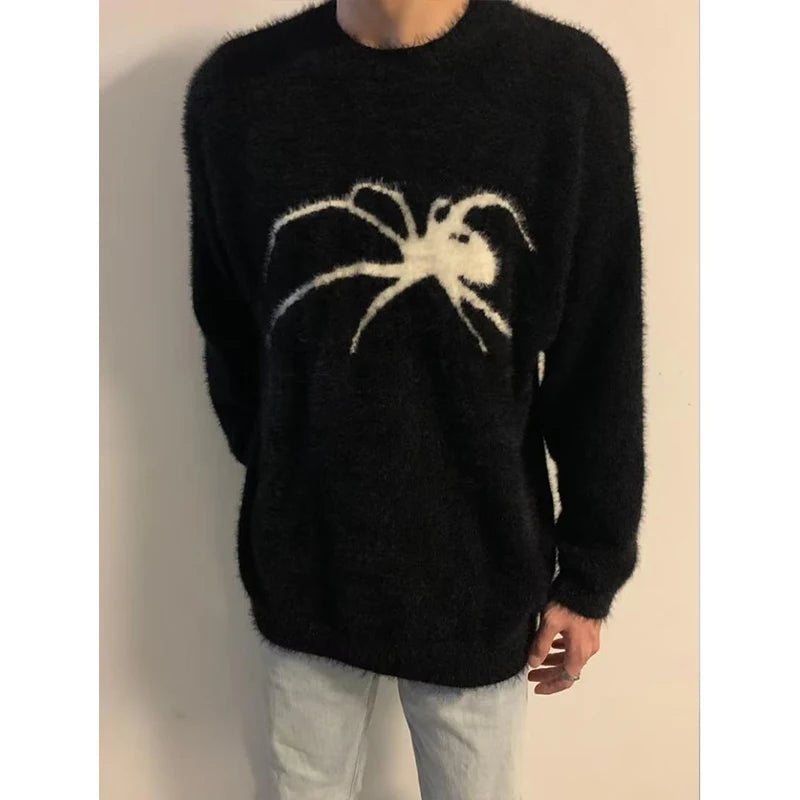 Autumn Winter Fashion Harajuku Animal Sweaters Men Casual Spider Knitwear Tops Long Sleeve Pullover Y2K All Match Male Clothes voguable