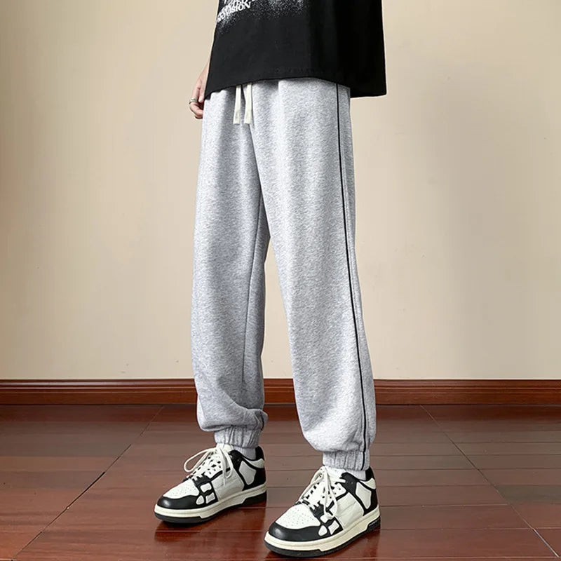 KPOP Fashion Style Harajuku Slim Fit Sweatpants Casual All Match Trousers Solid Printed Korean Style Straight Cylinder Leggings voguable