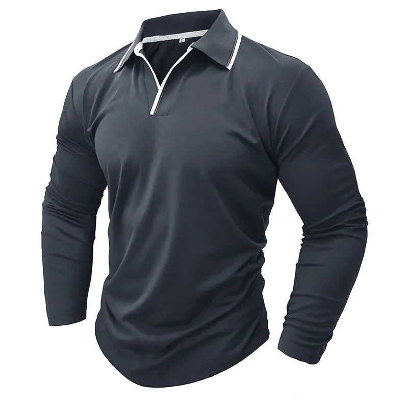 Spring Autumn New Fashion Turn-down Colla Long Sleeve Solid Polo Shirts Men's Clothing Casual Loose Button Korean Simplicity Top voguable