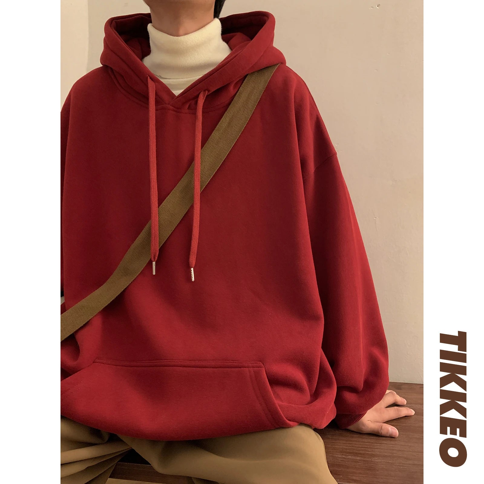 Autumn Y2k Pullover Hooded Men’s Oversize Hoody Sweatshirt Tops Solid Drop Shoulder Harajuku Streetwear Male Clothes voguable