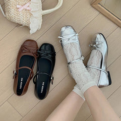 Spring Women Mary Jane Shoes Fashion Square Toe Ladies Comfort Soft Sole Flats Women's Comfort Ballerinas Shoes Pbong