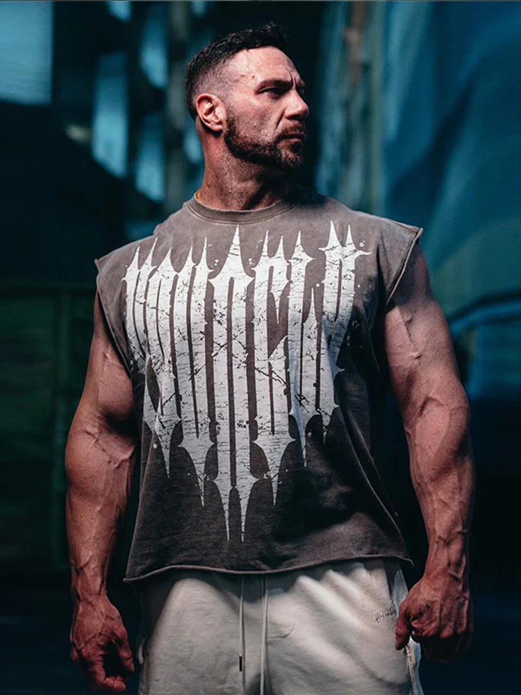 Men's Printed Solid Sleeveless Sports Vests Breathable Loose Fashion Outdoor Fitness Tops 2024 Summer Male Gyms Running Tanks voguable