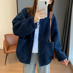 Lamb Wool Coat Female Autumn Winter 2024 Explosive High-Grade Feeling Super Good-Looking Polar Fleece Thickened Baseball Jacket voguable