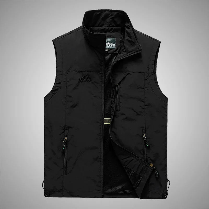 Spring Autumn Fashion Zipper Harajuku Vest Men All Match Loose Coats Casual Jacket Sport Outerwear Solid Tank Tops Male Clothes voguable