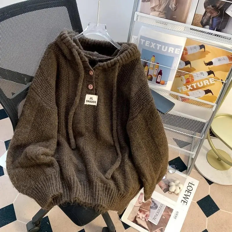 Autumn and winter hooded sweater women's Korean style loose 2024 lazy style new thickened drawstring sweater women clothing voguable