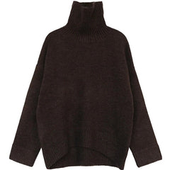 Korean Women's Sweater Loose Turtleneck Sweaters Warm Solid Pullover Knitwear Basic Female Tops Autumn Winter voguable