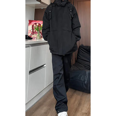 Hip Hop Mens Tracksuit Set Pant Zippers Pockets Outwear Streetwear Windbreaker Jackets And Pants 2 pcs Clothing gotmes-shop