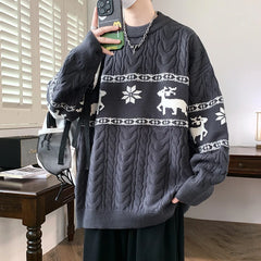 2024 New Fall Winter Fashion Hip Hop Sweater Mens Knit Pullover Top Quality Men Thick Warm With Deer Casual Sweaters Male Jumper voguable