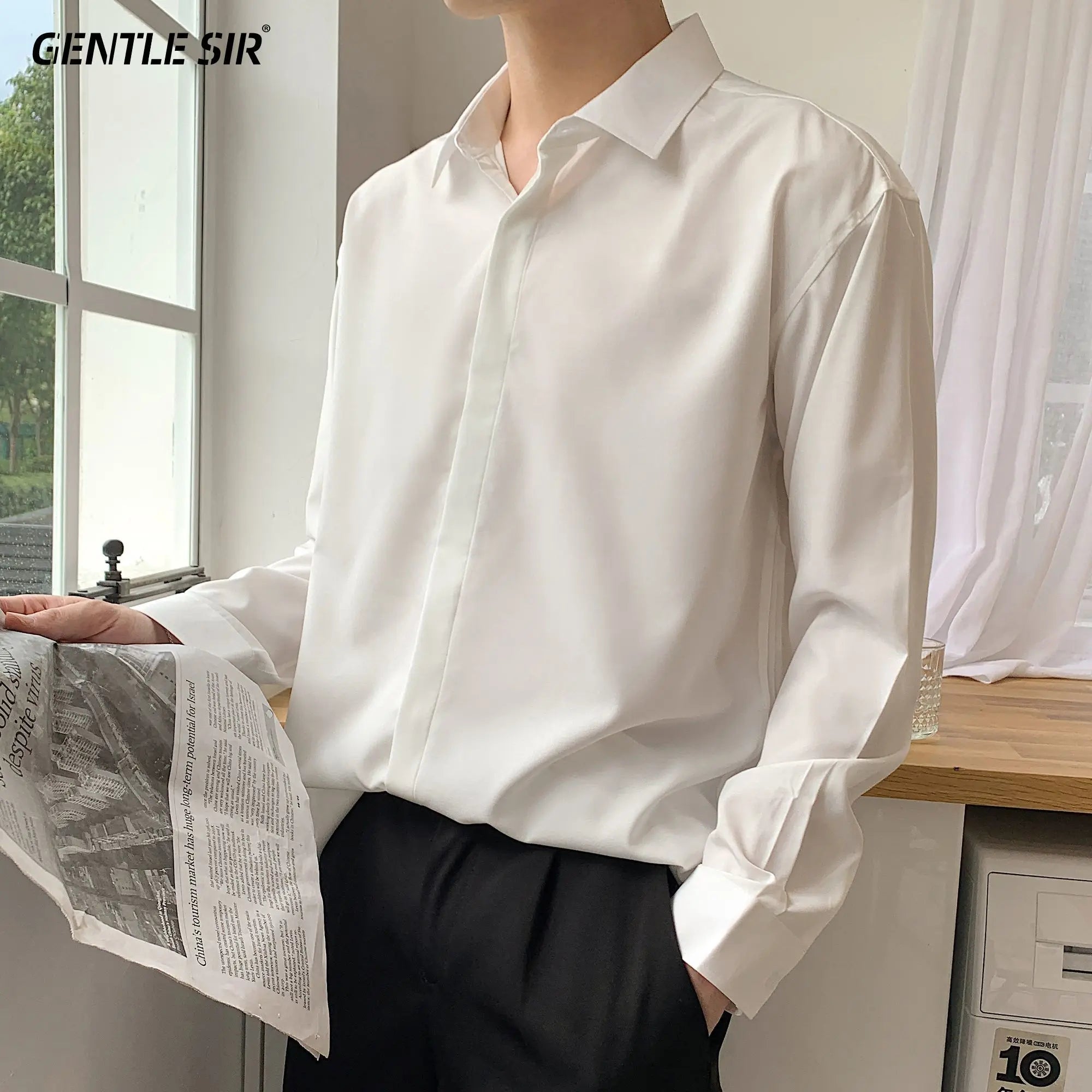 Spring Autumn Solid KPOP Fashion Shirt Men Button Harajuku Tops Loose Casual All Match Outerwear Long Sleeve Blusa Male Clothes voguable