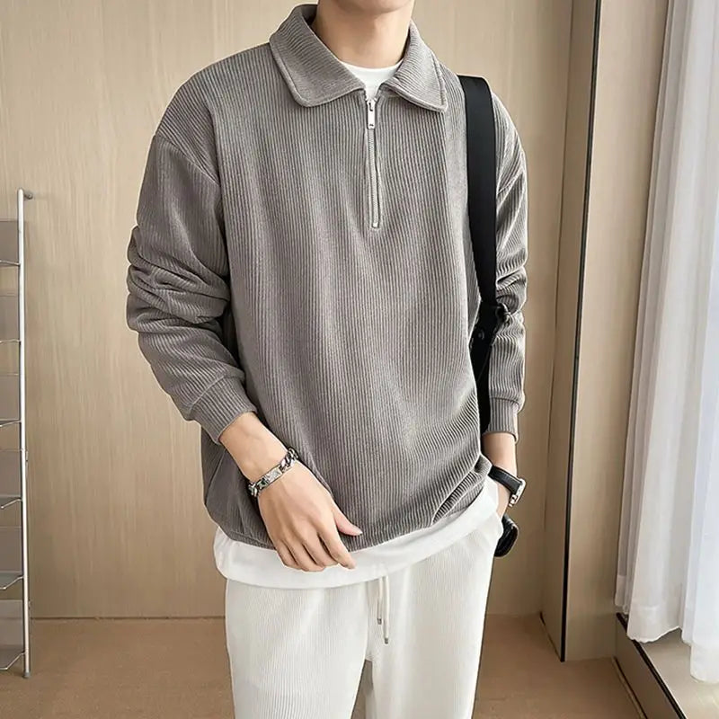 Voguable  Spring Autumn Fashion Loose Solid Casual Sweatshirt Man Long Sleeve All-match Business Male Pullover Tops Streetwear Ropa Hombre voguable