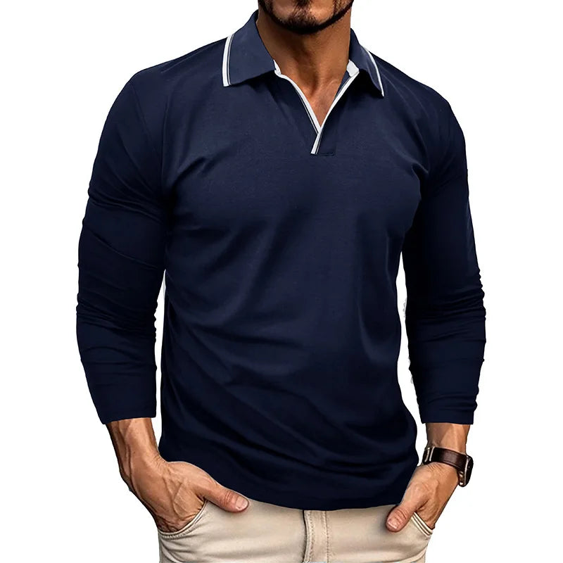 Spring Autumn New Fashion Turn-down Colla Long Sleeve Solid Polo Shirts Men's Clothing Casual Loose Button Korean Simplicity Top voguable