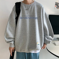 Voguable  Spring Autumn Fashion Fleece Letter Print Sweatshirt Man Harajuku Oversized Male Clothes Pullovers Tops Long Sleeve Streetwear voguable