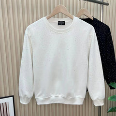 Autumn Winter Y2K Fashion Harajuku Sweatshirt Men All Match Tops Loose Casual Outerwear Sequin Long Sleeve Pure Cotton Pullover voguable