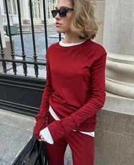 Hirsionsan 2024 Modal Soft Loose Sets Women 2024 Casual Two Pieces Long Sleeve T Shirts and High Waist Dresses Outfits Tracksuit voguable