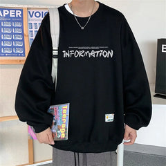 Voguable  Spring Autumn Fashion Fleece Letter Print Sweatshirt Man Harajuku Oversized Male Clothes Pullovers Tops Long Sleeve Streetwear voguable