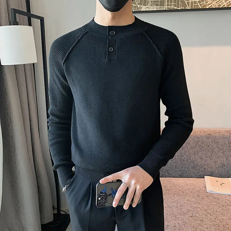 Autumn Winter New Fashion Round Neck Long Sleeve Solid Pullovers Men's Clothing Korean Knitting Simplicity Loose All-match Tops voguable