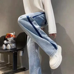 Voguable  Man Cowboy Pants Straight Vintage Men's Jeans Patchwork Trousers Wide Leg with Pockets Original Casual Japanese Street Style Y2k voguable