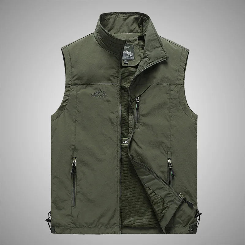 Spring Autumn Fashion Zipper Harajuku Vest Men All Match Loose Coats Casual Jacket Sport Outerwear Solid Tank Tops Male Clothes voguable