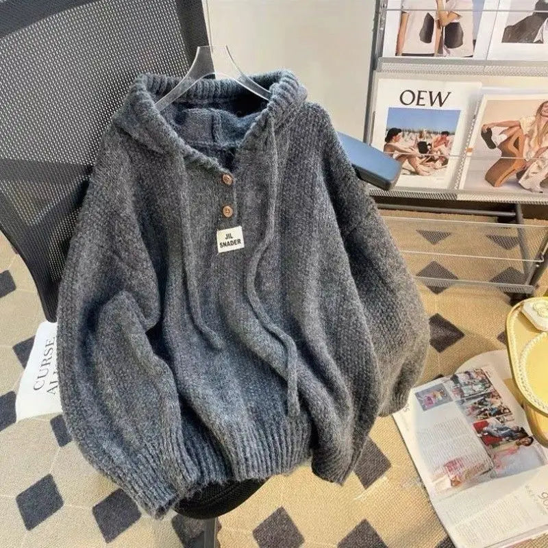 Autumn and winter hooded sweater women's Korean style loose 2024 lazy style new thickened drawstring sweater women clothing voguable