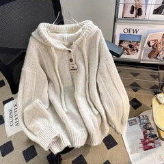 Autumn and winter hooded sweater women's Korean style loose 2024 lazy style new thickened drawstring sweater women clothing voguable