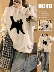 American Retro Oversize Round Neck Hoodie Women 2024 Y2k Harajuku Leisure New Spring And Autumn Gray Velvet Lazy Win voguable