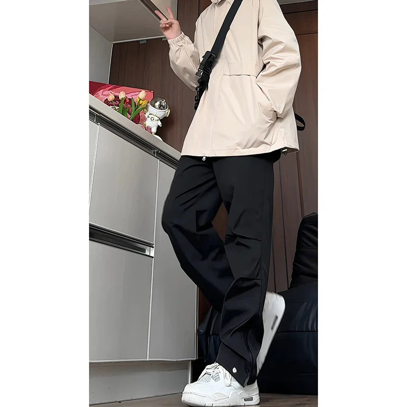 Hip Hop Mens Tracksuit Set Pant Zippers Pockets Outwear Streetwear Windbreaker Jackets And Pants 2 pcs Clothing gotmes-shop