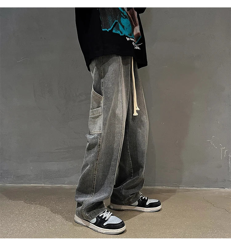 Loose Straight Men Jeans Fashion New Man Jeans Pants for boy Casual Baggy hip hop Men's Women's jeans Neutral Denim Trousers voguable