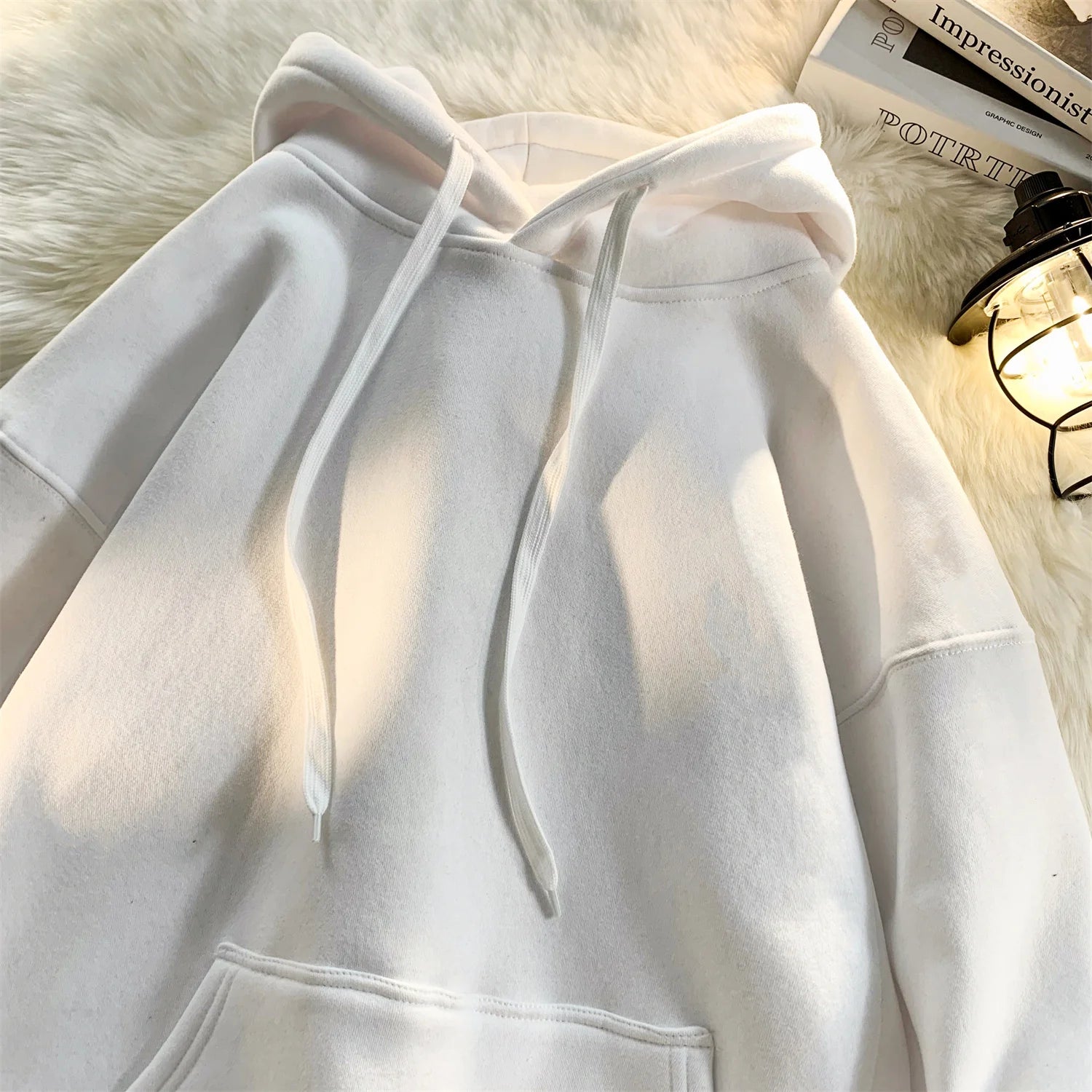 Autumn Y2k Pullover Hooded Men’s Oversize Hoody Sweatshirt Tops Solid Drop Shoulder Harajuku Streetwear Male Clothes voguable