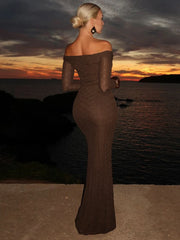 Mozision Off-shoulder Long Sleeve Sexy Maxi Dress For Women Fashion Strapless Backless Bodycon Club Elegant Long Dress Partywear voguable