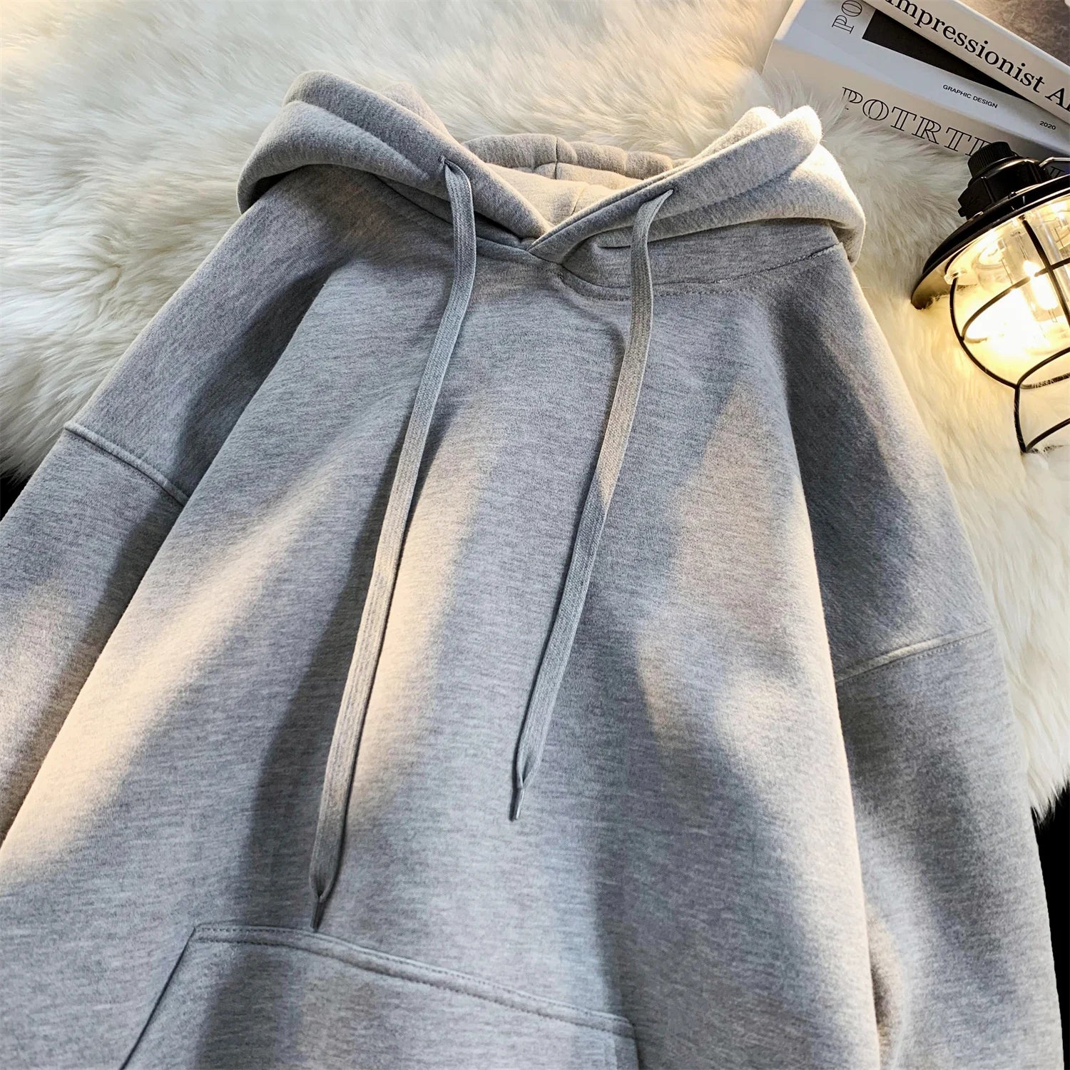 Autumn Y2k Pullover Hooded Men’s Oversize Hoody Sweatshirt Tops Solid Drop Shoulder Harajuku Streetwear Male Clothes voguable