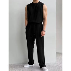 Men Clothing Summer Solid Color Vest Suits for Men Quick Drying Breathable Thin Ice Silk Top Sleeveless Fitness Tracksuit Men voguable