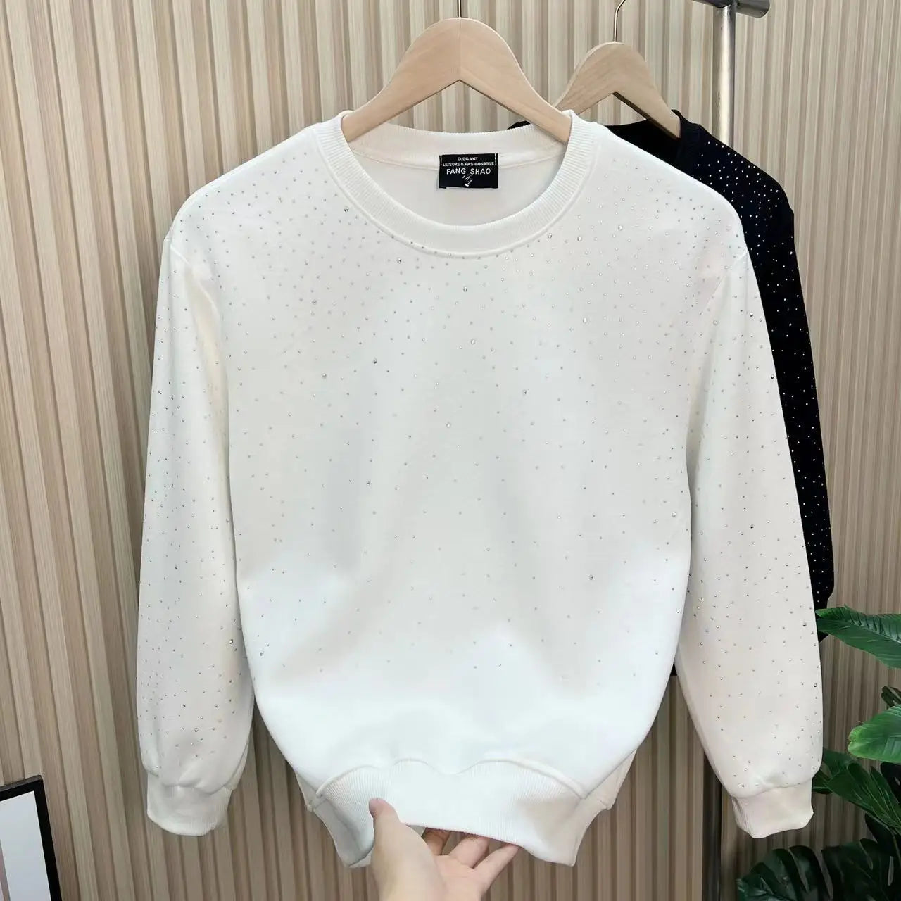 Autumn Winter Y2K Fashion Harajuku Sweatshirt Men All Match Tops Loose Casual Outerwear Sequin Long Sleeve Pure Cotton Pullover voguable