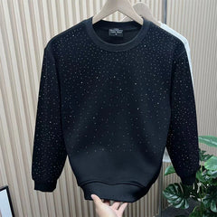 Autumn Winter Y2K Fashion Harajuku Sweatshirt Men All Match Tops Loose Casual Outerwear Sequin Long Sleeve Pure Cotton Pullover voguable