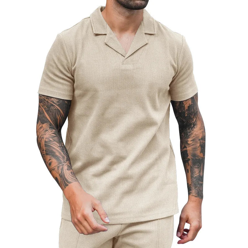 Elegant Fashion Harajuku Slim Fit Ropa Hombre Loose Casual All Match Tees Solid Lapel Colla Thin Style Short Sleeve POLO Shirt voguable