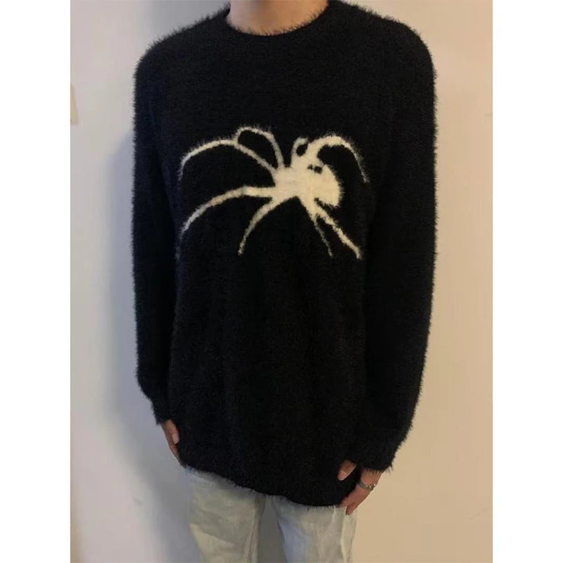 Autumn Winter Fashion Harajuku Animal Sweaters Men Casual Spider Knitwear Tops Long Sleeve Pullover Y2K All Match Male Clothes voguable