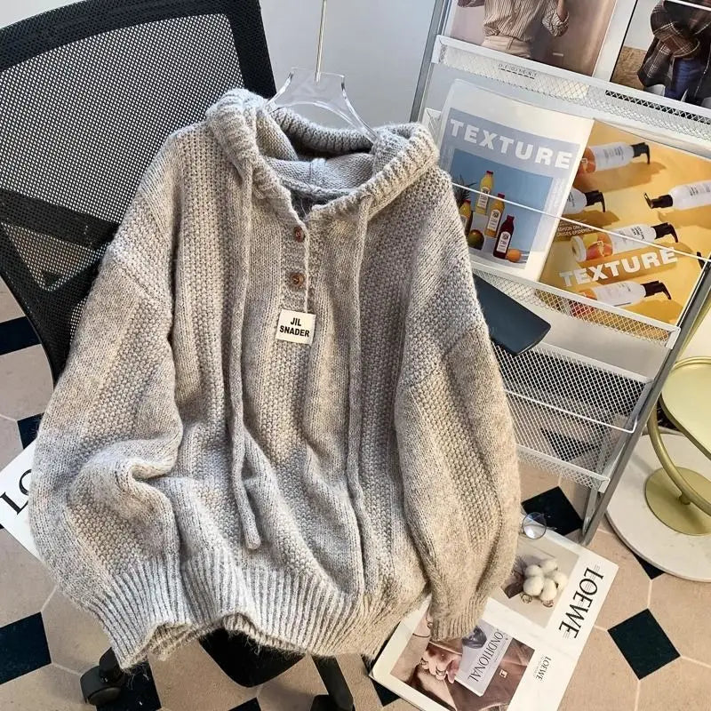 Autumn and winter hooded sweater women's Korean style loose 2024 lazy style new thickened drawstring sweater women clothing voguable