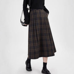 Autumn 2024 Temperament Commuter Plaid Skirt Female Youth Popular Fashion Casual French Retro Slimming Hair A-Line Skirt Trend voguable