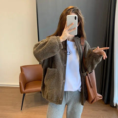 Lamb Wool Coat Female Autumn Winter 2024 Explosive High-Grade Feeling Super Good-Looking Polar Fleece Thickened Baseball Jacket voguable