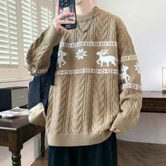 2024 New Fall Winter Fashion Hip Hop Sweater Mens Knit Pullover Top Quality Men Thick Warm With Deer Casual Sweaters Male Jumper voguable