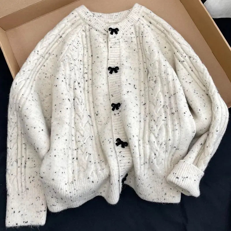 Wear the popular style bow knitted cardigan for women's autumn and winter Korean sweater jacket ins women clothing y2k tops emo voguable