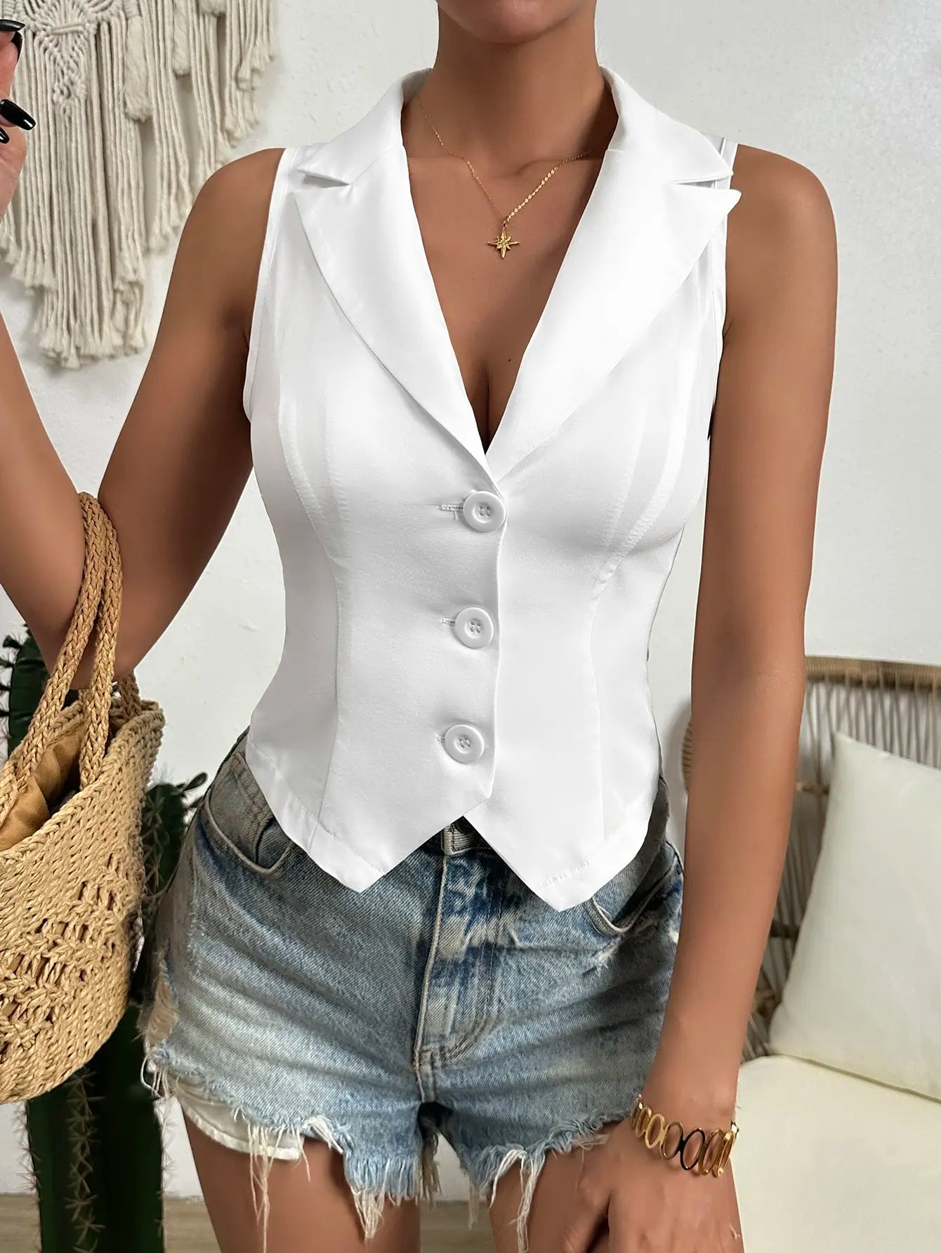 2024 spring new women's fashion Europe and the United States style casual slim vest vest vest voguable